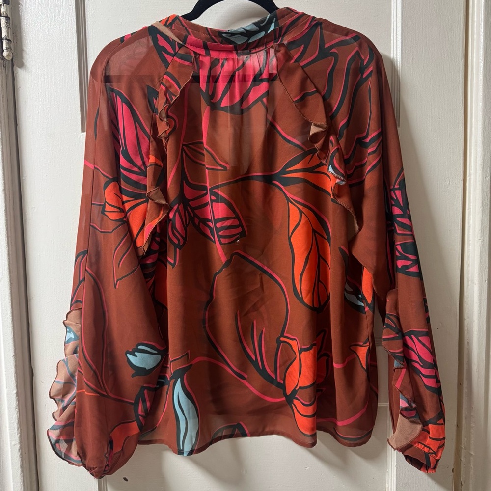 Hutch V-Neck Ruffle Hayes Top Rust Floral Top NWT - Picture 7 of 10